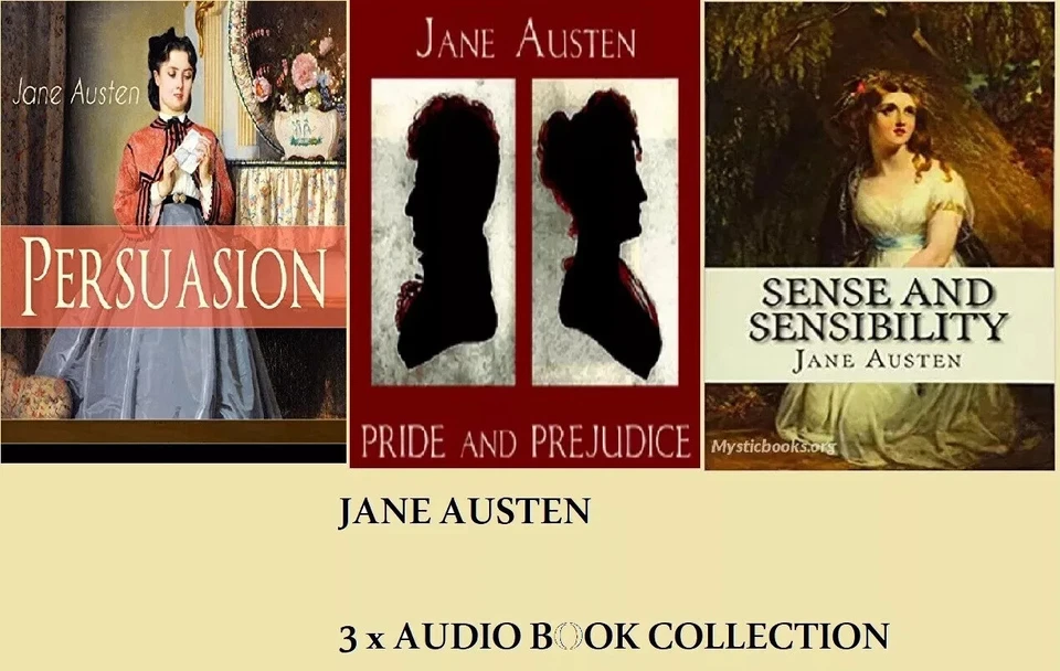 JANE AUSTEN - 3 x AUDIO BOOK COLLECTION Pride and Prejudice + Persuasion + Sense