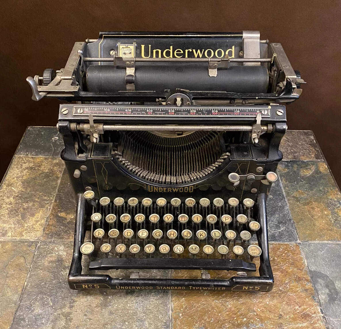 Antique Typewriter Underwood No. 5 Standard • 1919 Serial # 1253085 Black  Writer