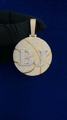 2.40Ct Round Cut Real Moissanite Custom Letter Pendant 14K Two Tone Gold Plated