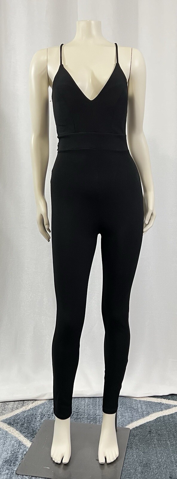 Mind Code Black Lace Zip Open Back Romper Women's… - image 1