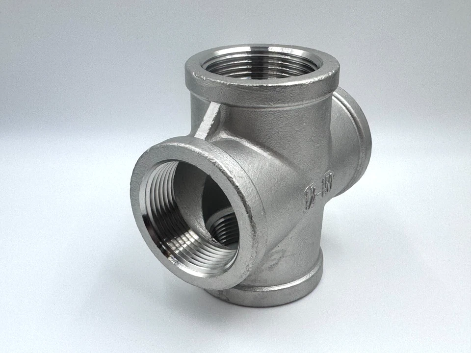 STAINLESS STEEL 4 WAY 11/4" NPT PIPE CROSS UNION HEAVY DUTY CAST CLASS 150 - Image 3 of 3