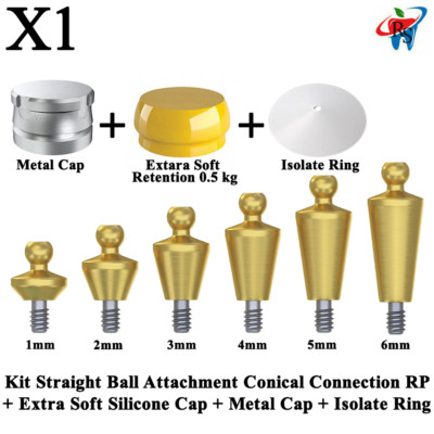 1x Kit Straight Ball Attachment Conical RP Extra Soft Silicone Metal Cap Ring