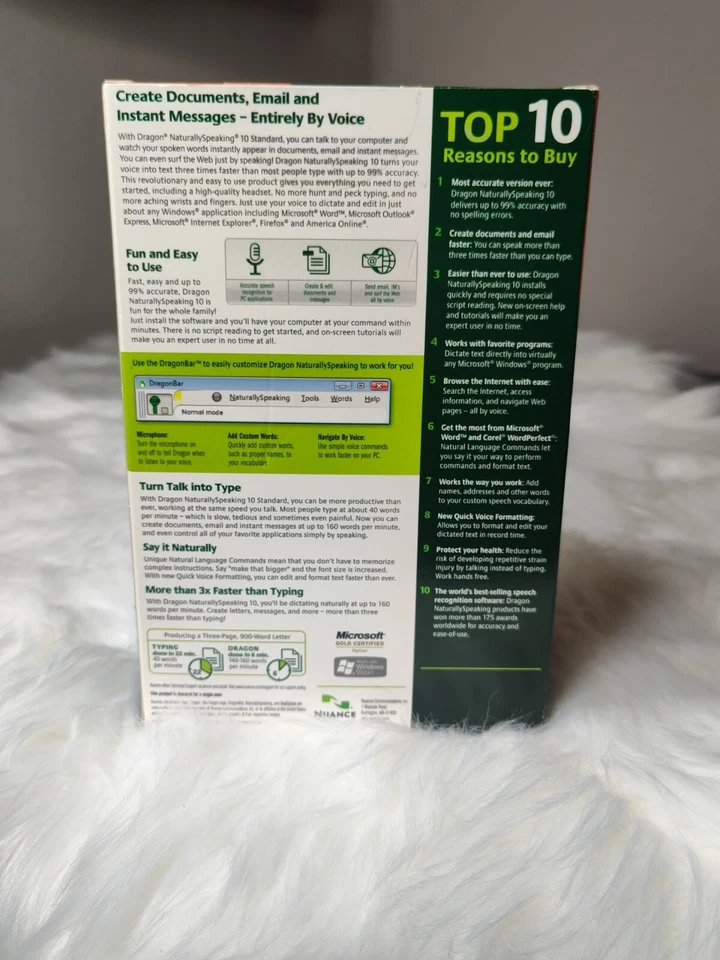 Dragon Naturally Speaking 10 Standard Speech Recognition Software (PC) SEALED - Image 3 of 4