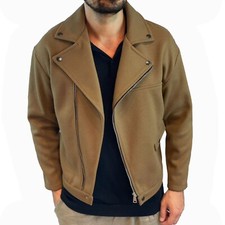 Giubbotto giacca uomo mod chiodo Italy Invernale con zip asimmetrica Slim fit