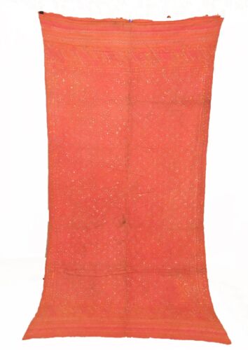 Authentic Vintage Indian From Punjab Phulkari Floss Hand Embroidered Bagh Shawl - Picture 7 of 11