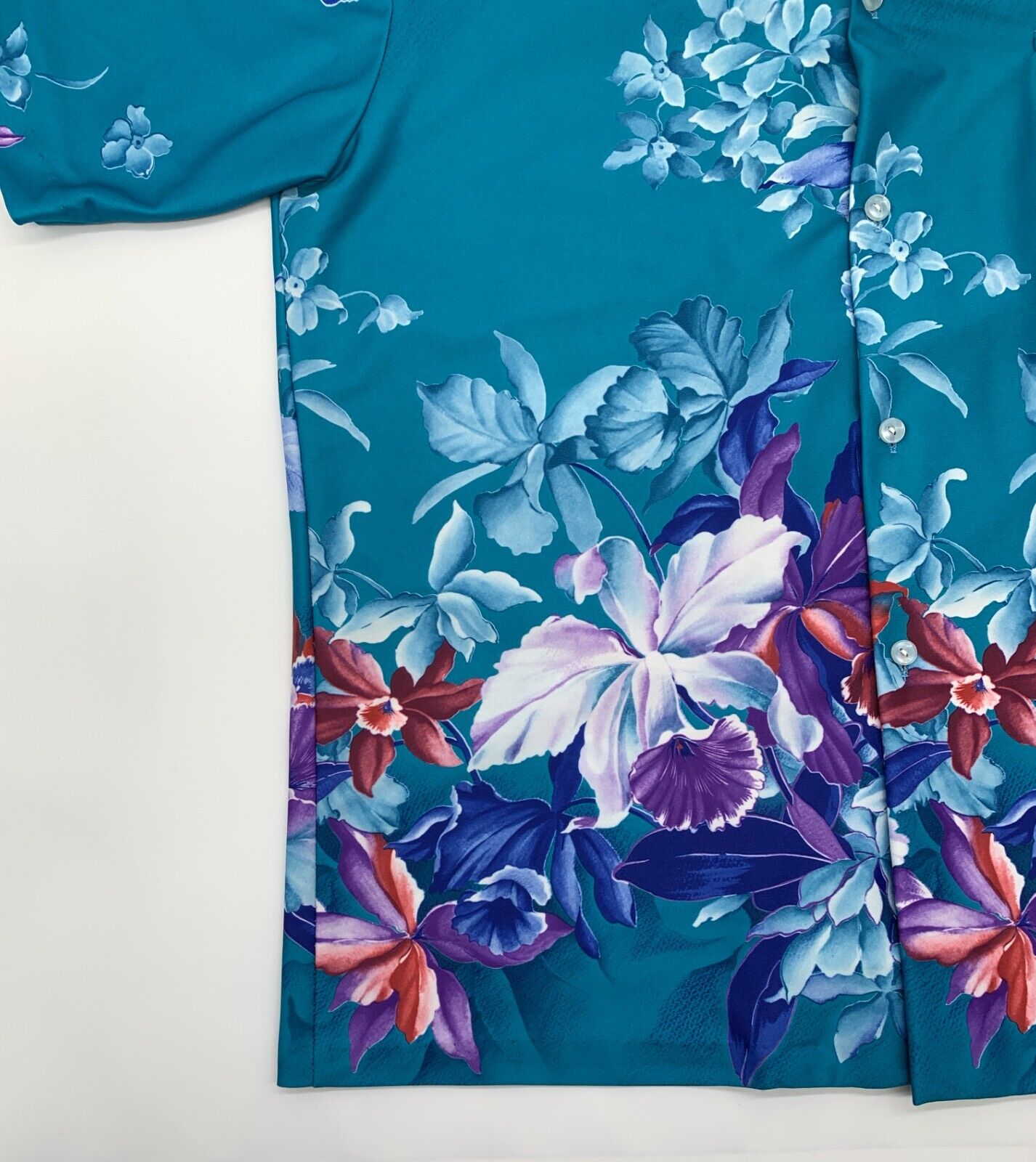 Vintage 60s Tropicana Hawaii Mens Hawaiian Shirt Sz L Blue Floral Pocket  Button