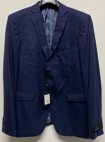 JOHN VARVATOS STAR USA Bleecker Micro-Check Slim Fit Suit Jacket, Navy, Size 46R - 第 1/9 張圖片