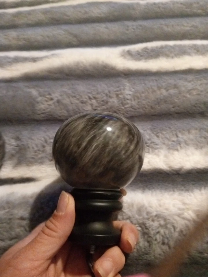 Juego de 2 remates de mármol sintético SOLO•TONOS DE GRIS 3" HERRAJES DE NÍQUEL CEPILLADO Foto 4 de 4