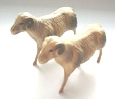 Antique celluloid toy pair Rams Sheep animal Barn farm