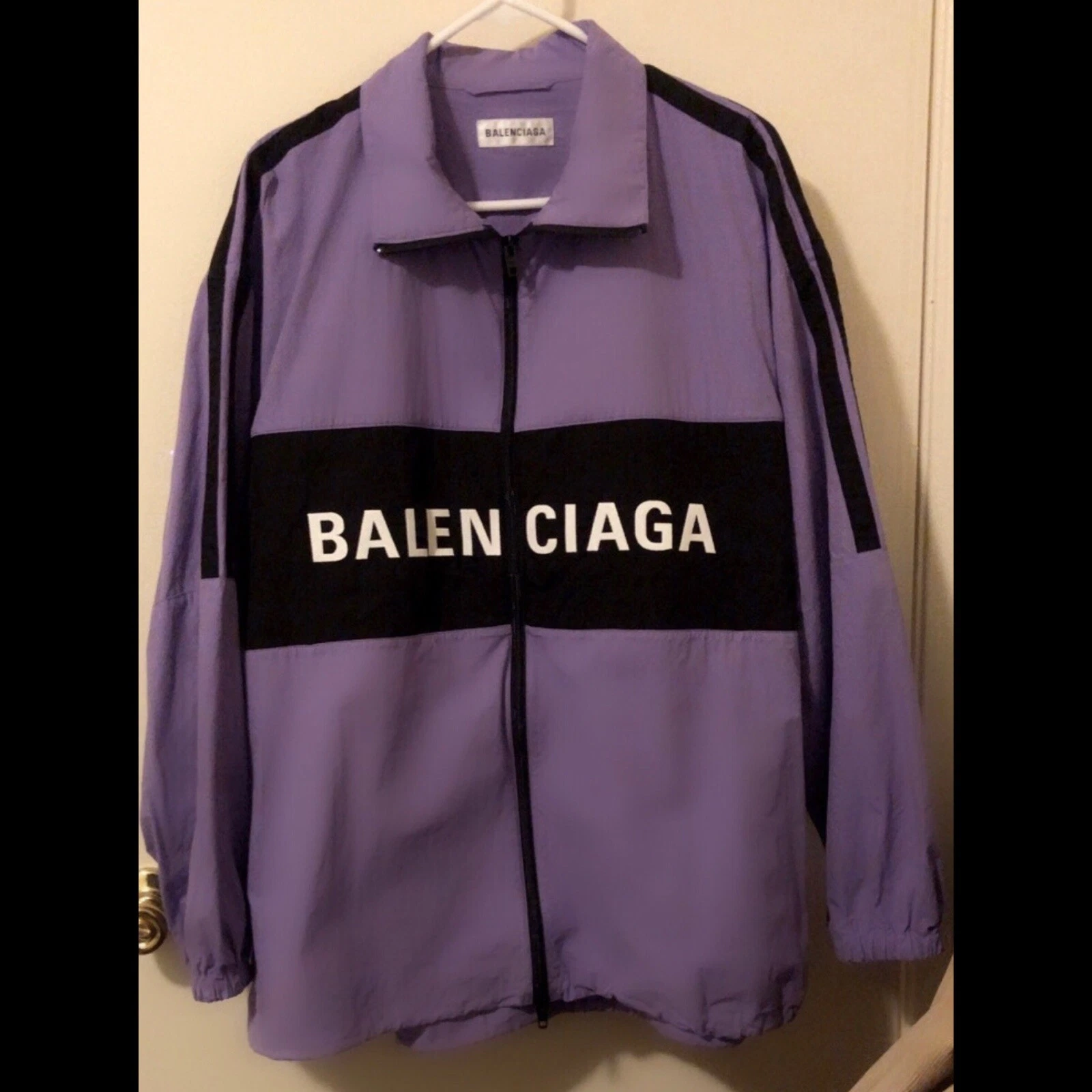 Autentica Giacca Logo Balenciaga Viola Nero