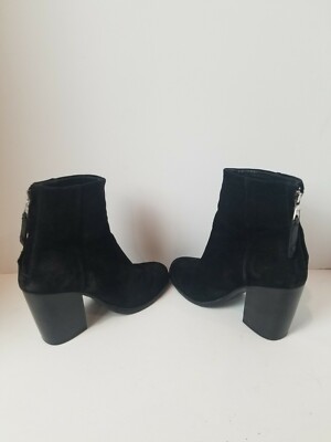RAG & BONE BLACK SUEDE BACK-ZIP BLOCK HEEL ANKLE BOOTS SIZE  display picture 1
