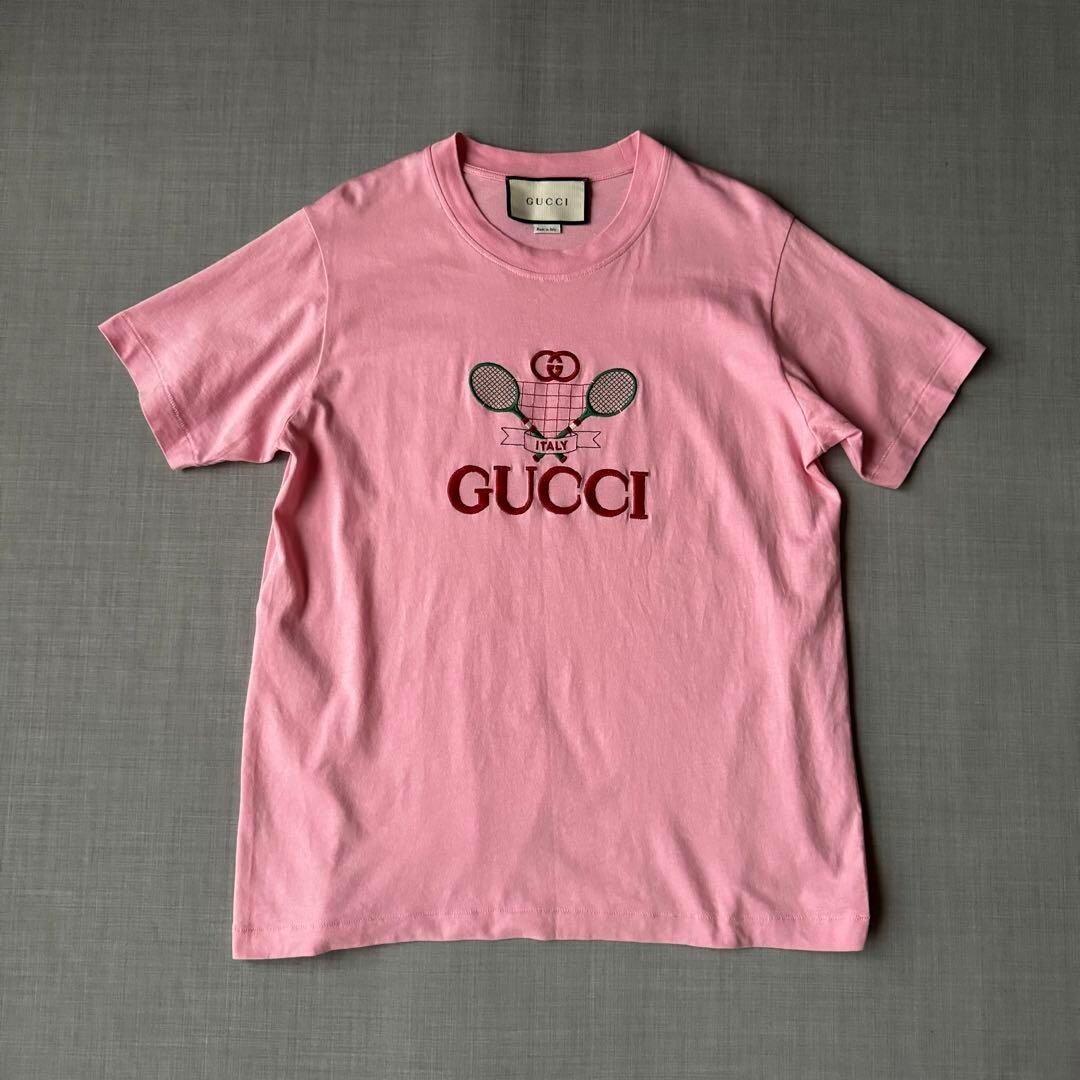 Gucci T Shirt Tennis Logo 20SS Pink S Size Used From Japan Gucci T Shirt Tennis Logo 20SS Pink S Size Used From Japan