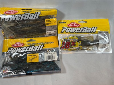 3 Packs Berkley PowerBait 4-5  Bearded Grass Pig, Rocket Craw, Buzz n Speed Toad