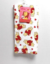 Disney Valentine Winnie the Pooh 2 Kitchen Towels Red Hearts