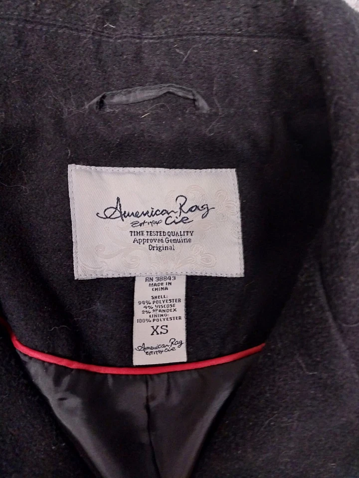 American Rag Pea Coat Womens XS Black Pockets Double Breasted Fast Shipping - Image 3 of 4
