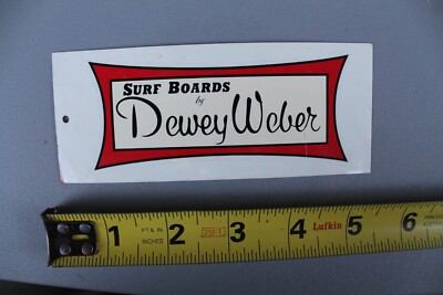 Dewey Weber Surfboards Clothing Tag Clear Original V65A Vintage Surfing STICKER