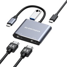 USB C to Dual HDMI Adapter, 4K60Hz Dual Monitor HDMI Splitter for Extended Di...