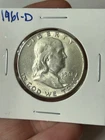 1961 D Franklin Half Dollar - 90% Silver - AU - Almost Uncirculated (item 5)