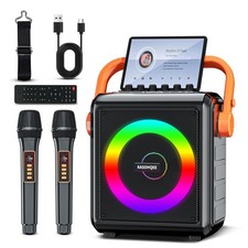 Karaoke Machine,8000mAh Portable Bluetooth Speaker with 2 Wireless Microphone...