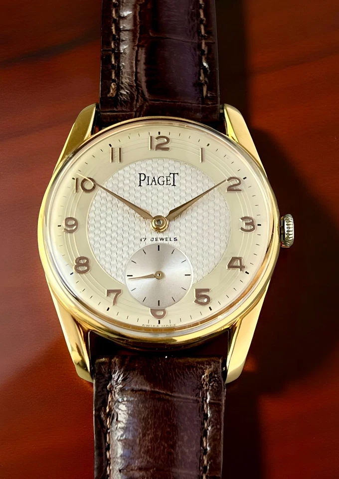 VTG PIAGET TWO TONE DIAL 35mm Ø TEXTURED DIAL GOLD PLATED CASE FROM 1940 - Image 2 of 4
