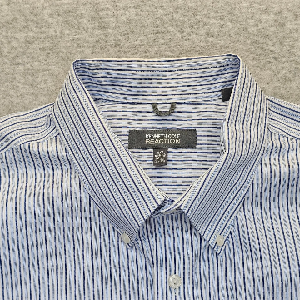 Camisa de vestir para hombre Kenneth Cole Reaction XXL azul algodón a rayas Foto 2 de 4