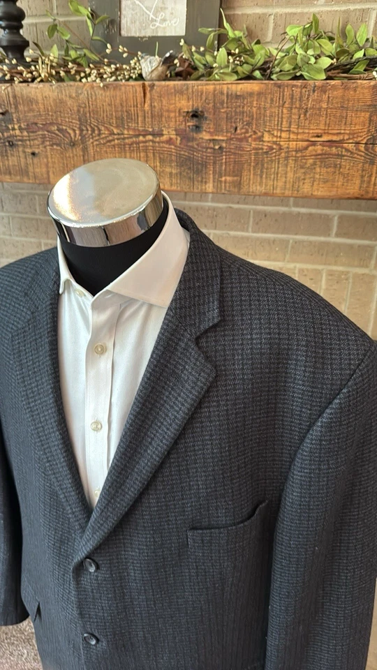 Blazer Joseph & Feiss Hombre 50R Azul Cuadros 100% Lana de Cordero 3 Botones Usado en Excelente Condición Foto 2 de 4