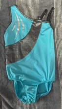 Danskins Little Girl Size 6 Gymnastic Leotard Black Blue