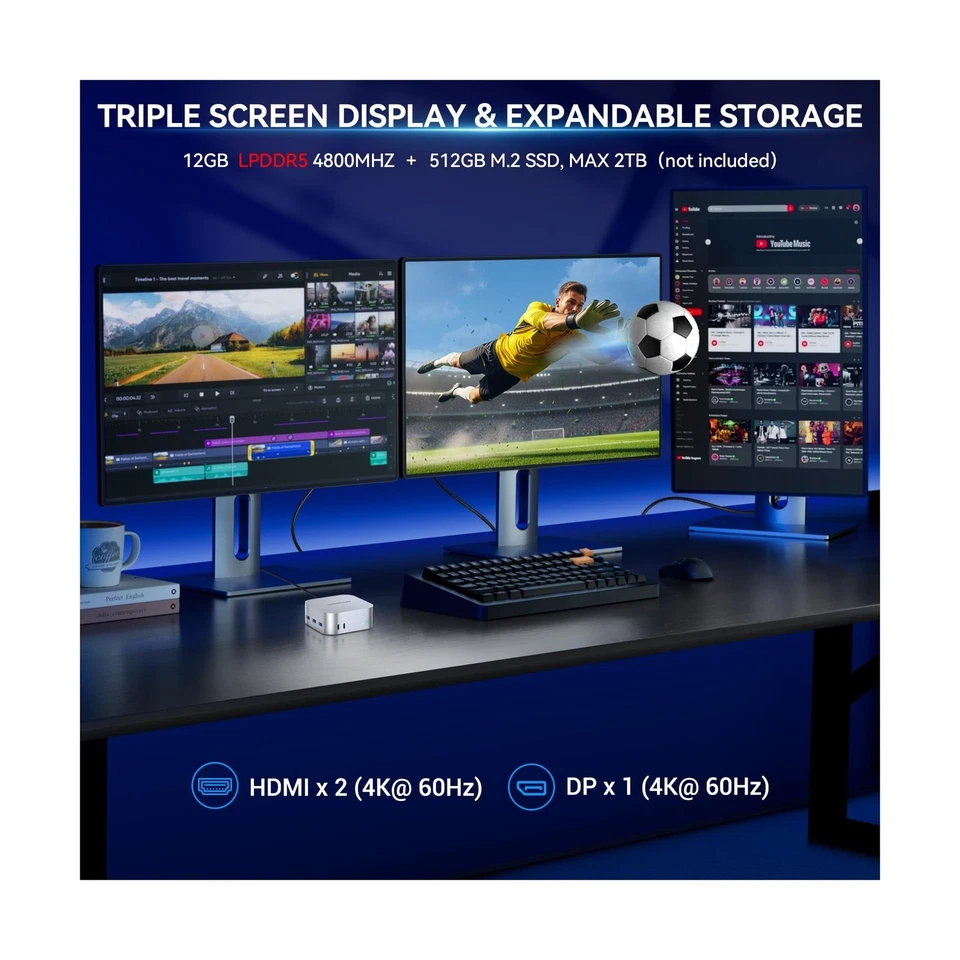 Mini PC, 13th Twin Lake N150 Linux Mini Computers (up to 3.6GHz), 12GB LPDDR5... - Image 2 of 4