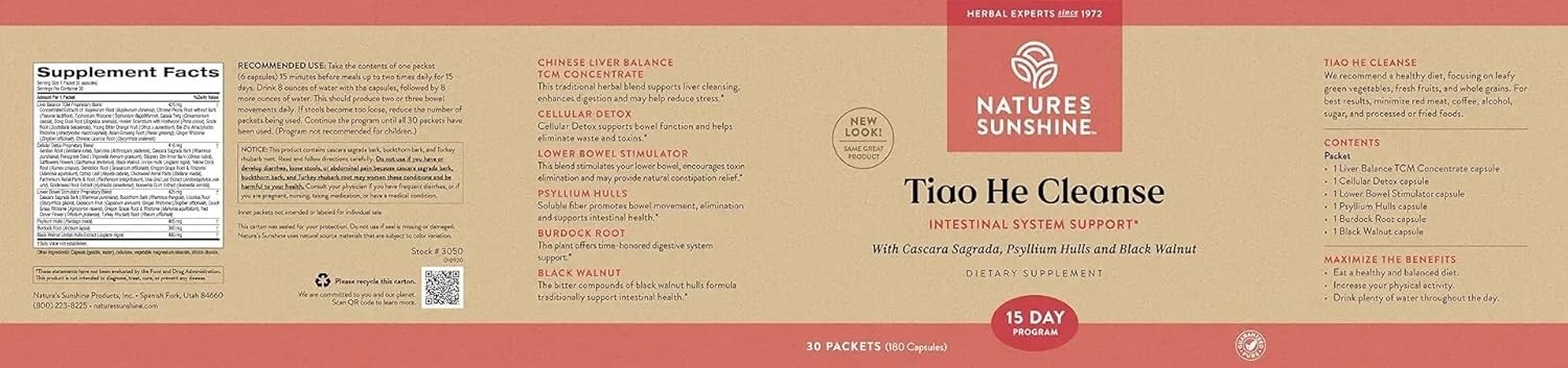 Natures Sunshine Tiao He Herbal Cleanse | Cleanse and Detox the Colon and Liver