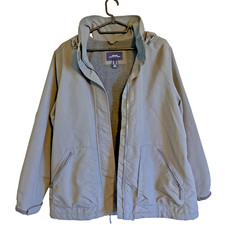 Lands End Outfitters Womens Hooded Fleece Lined Zip Jacket, Charcoal Gray, Sz XL