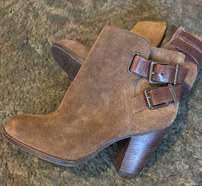Gianni Binni Boots Womens Sz 5.5 Ankle Booties Brown Leather Side Zip Buckle