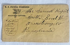 Civil War Wounded  Union Soldier's Cover -U S Christian Commission City Point VA