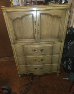 Modern Oak Light Armoire w/ Hinged Cabinet, 3 Drawers,  37x20x54