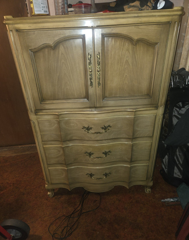 Modern Oak Light Armoire w/ Hinged Cabinet, 3 Drawers,  37x20x54