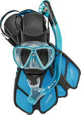 Cressi Adult Snorkel Set Mask, Dry Snorkel, Adjustable Fins - Light for Travel