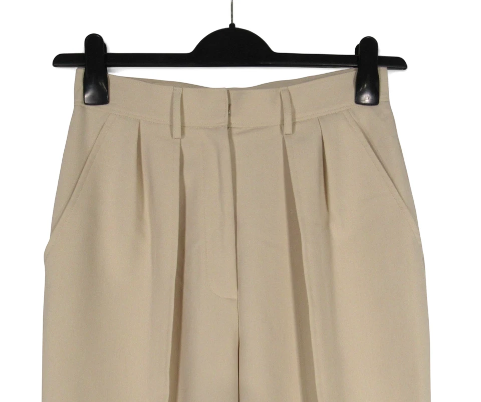 PANTALONES ANTONIO MELANI Beige TWILL Cintura Alta PLISADO/PINTUCKE Botón Dobladillo Talla 2 Foto 2 de 4