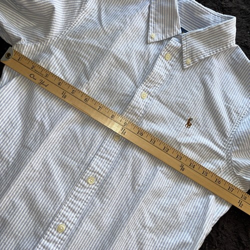 Ralph Lauren Boys Blue Striped Long Sleeve Button Shirt Medium 10/12 Flesh Pony - Picture 8 of 9