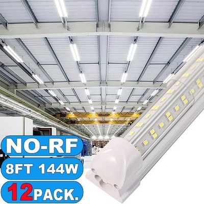 12 Pack 8 Foot LED Shop Light Fixture 8FT T8 LED Tube Light 8' 144W Garage Light