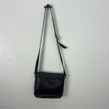 Vintage Tooled Leather Patterned Shoulder Bag Black Liz Claiborne