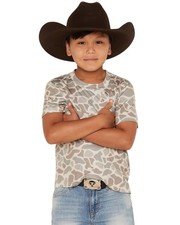 Burlebo Boys' Deer Camo Print Short Sleeve Performance Shirt Camouflage