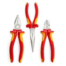 Knipex VDE Plier Set 3pc Electricians Long Nose Diagonal Combination 002012
