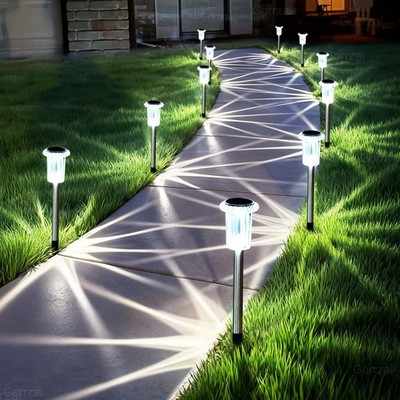 Solar Pathway Lights 10 Pack Solar Lights Outdoor Waterproof 6000K Cold White...