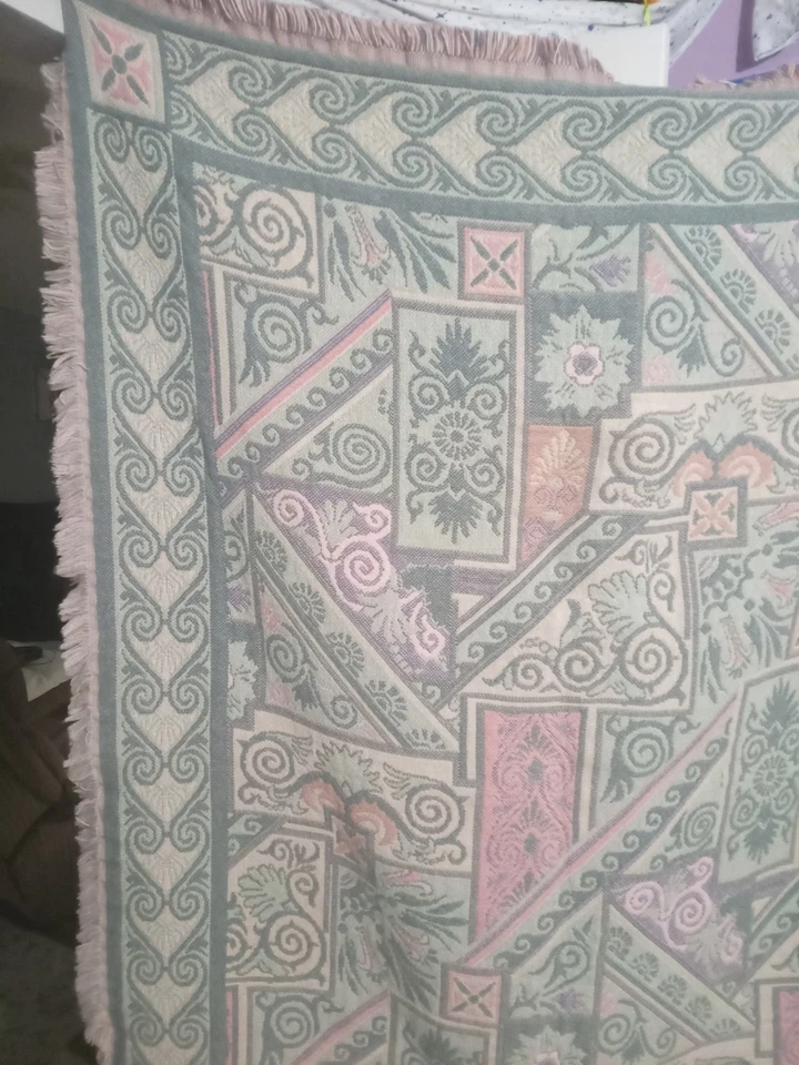 Manta reversible tapiz floral Goodwin Weavers vintage 48x66 EE. UU. Foto 3 de 4