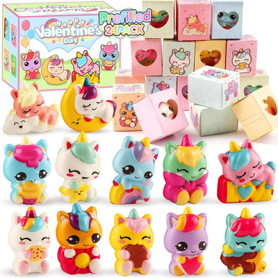 Valentines Gifts for Kids Classroom, 24 Pack Prefilled Valentines Box with Cute