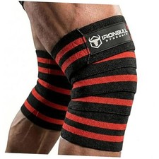 Knee Wraps for Weightlifting - 80" Elastic Knee Straps for Squats and Black/Red