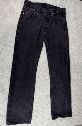 Levis 501 Button Fly Black Denim Jeans ~ Straight Leg Size 33 X 32 on tag ~32X29 - Picture 6 of 11