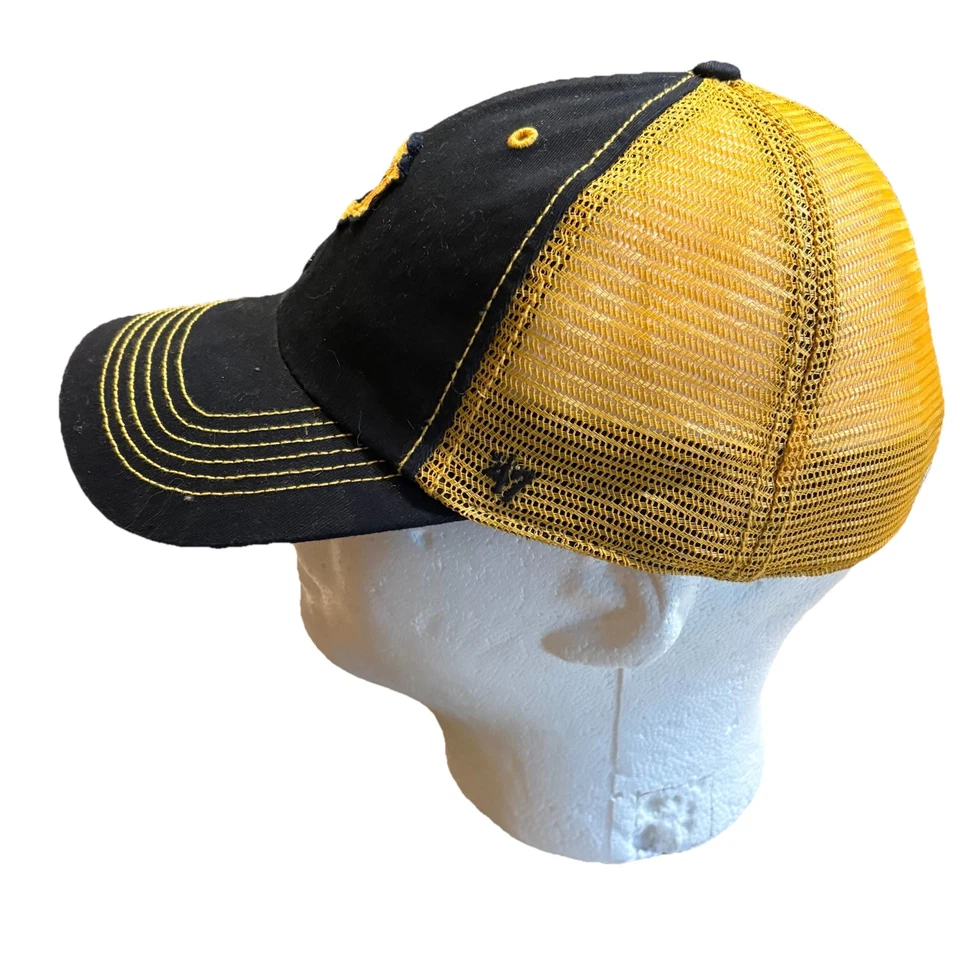 Gorra de los Piratas de Pittsburgh de la marca 47 gorra gorra camionero malla elástica cierre negro Foto 3 de 4