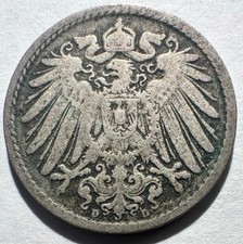 1893-D Germany Empire 5 Pfennig, F Key Date!