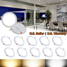 10 Pack 12W 6-Inch Round Warm White Canless LED Recessed Ceiling Panel Can Light