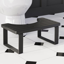 Squatting Potty for Adults, 7In Wooden Poop Stool Adult, Matte Black Bamboo Toil